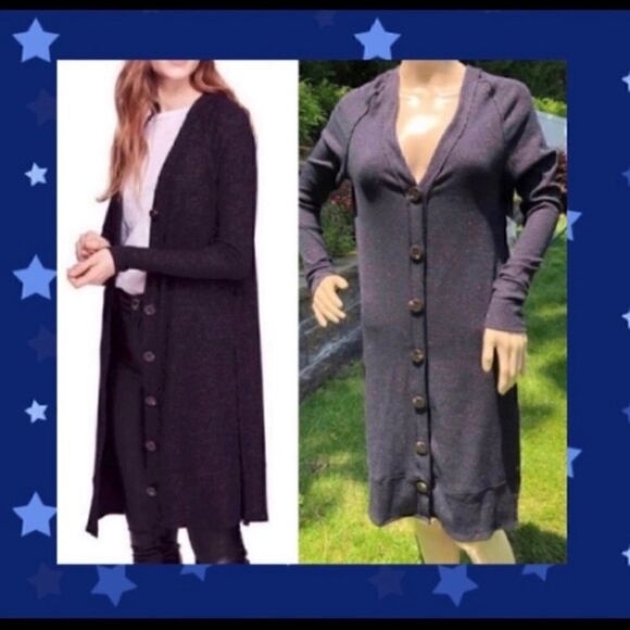 FREE PEOPLE NAVY SPARKLY CARDIGAN DUSTER S - Picture 1 of 5